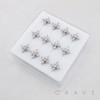 DAZZLING MULTI MARQUISE CUT CZ FLOWER CLUSTER POLISH 316L SURGICAL STEEL L-SHAPE NOSE RING BOX